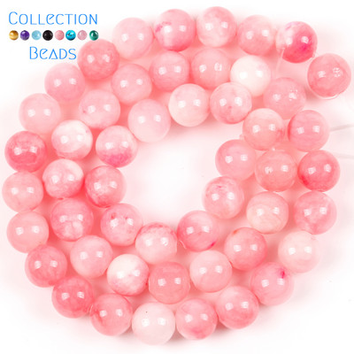 6/8/10/12mm piatră naturală roz alb jade persane distanțiere rotunde margele libere pentru realizarea de bijuterii bricolaj accesorii 15 inchi