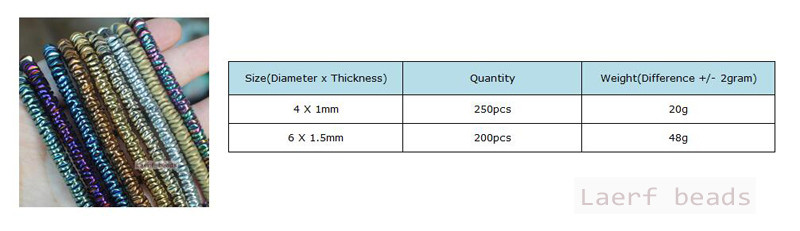 4/6mm 250db /200db Natúr hematit Hullámos korongok Forma Távtartó Laza gyöngyök, Barkács ékszerkészítéshez!