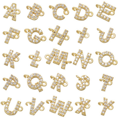 ZHUKOU 8x10mm arany színű 26 betűs csatlakozó barkács kézzel készített karkötőhöz Ékszerkészítési kiegészítők Kellékek nagykereskedelme VS461