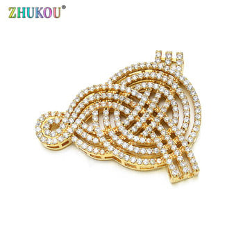 35*43 χιλιοστά Brass Cubic Zirconia Charms Connectors DIY κοσμήματα βραχιόλι κολιέ κατασκευή, μοντέλο: VS271