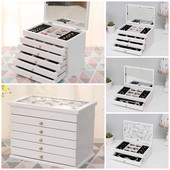 Cutie mare de bijuterii din lemn cu mai multe straturi scobite/cu oglindă Afișare bijuterii Sicriu Cercei Cutii cu inele Organizator de bijuterii Cutie cadou