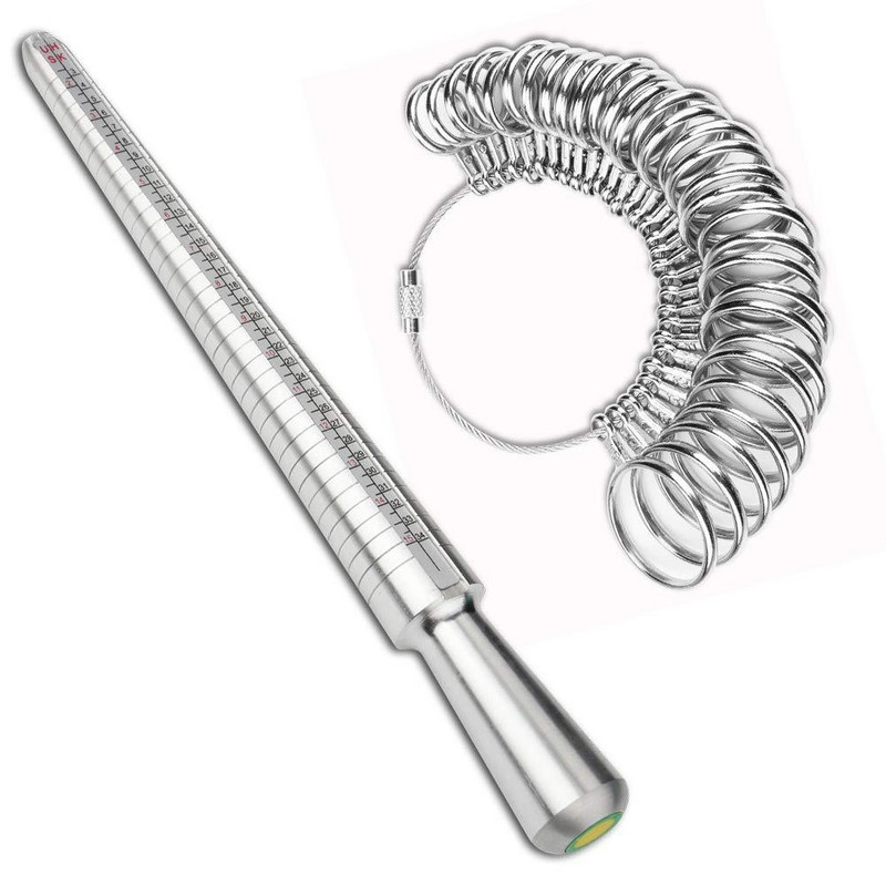 Ново оборудване за измерване на размерите на пръстите Пръстен с метална пръчка Sizer Ring Stick Enlarger Дорник Комплект инструменти за измерване на брачен пръстен