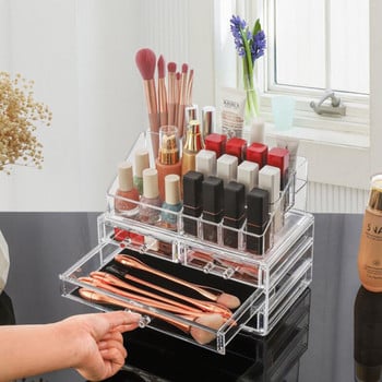 Acrylic Organizer for Cosmetics Makeup Organizer Clear Cosmetic Storage Box Αποθήκευση Συρτάρια Κουτί κοσμημάτων Θήκη μάσκας στοιβαζόμενη