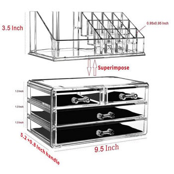 Acrylic Organizer for Cosmetics Makeup Organizer Clear Cosmetic Storage Box Αποθήκευση Συρτάρια Κουτί κοσμημάτων Θήκη μάσκας στοιβαζόμενη