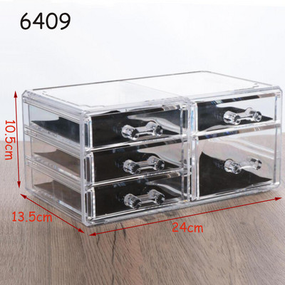 Akril rendszerező kozmetikumokhoz Sminkrendező átlátszó kozmetikai tárolódoboz tároló fiókok ékszerdoboz maszktartó egymásra rakható
