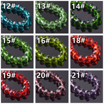 Rondelle Faceted Czech Crystal Glass Solid Color 3x2mm 4x3mm 6x4mm 8x6mm 10x7mm 12x8mm Loose Spacer Beads for Jewelry Making DIY