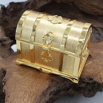 Vintage επιχρυσωμένη κοσμηματοθήκη Pirates of the Caribbean Treasure οργανωτής από κράμα μεταλλική θήκη κοσμημάτων Χρυσό σεντούκι θησαυρού Z081