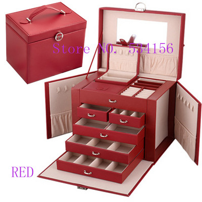 2019 Νεότερο πολυτελές πρακτικό δερμάτινο κουτί κοσμημάτων Σκουλαρίκια Κολιέ Κρεμαστό κόσμημα Επίδειξη Κουτί συσκευασίας δώρου Φορητό κουτί δώρου