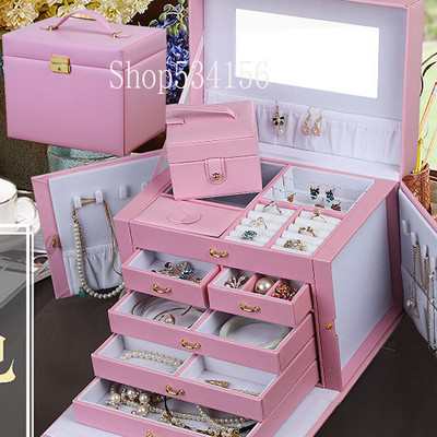 2019 Cel mai nou lux, practic, cutie de bijuterii din piele, cercei, pandantiv, bijuterii, cutie de ambalare pentru cadou, cutie portabilă de cadou