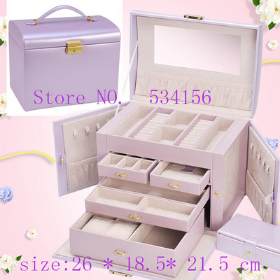 2019 Cel mai nou lux, practic, cutie de bijuterii din piele, cercei, pandantiv, bijuterii, cutie de ambalare pentru cadou, cutie portabilă de cadou