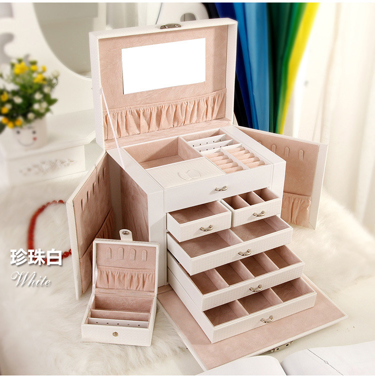 2019 Cel mai nou lux, practic, cutie de bijuterii din piele, cercei, pandantiv, bijuterii, cutie de ambalare pentru cadou, cutie portabilă de cadou