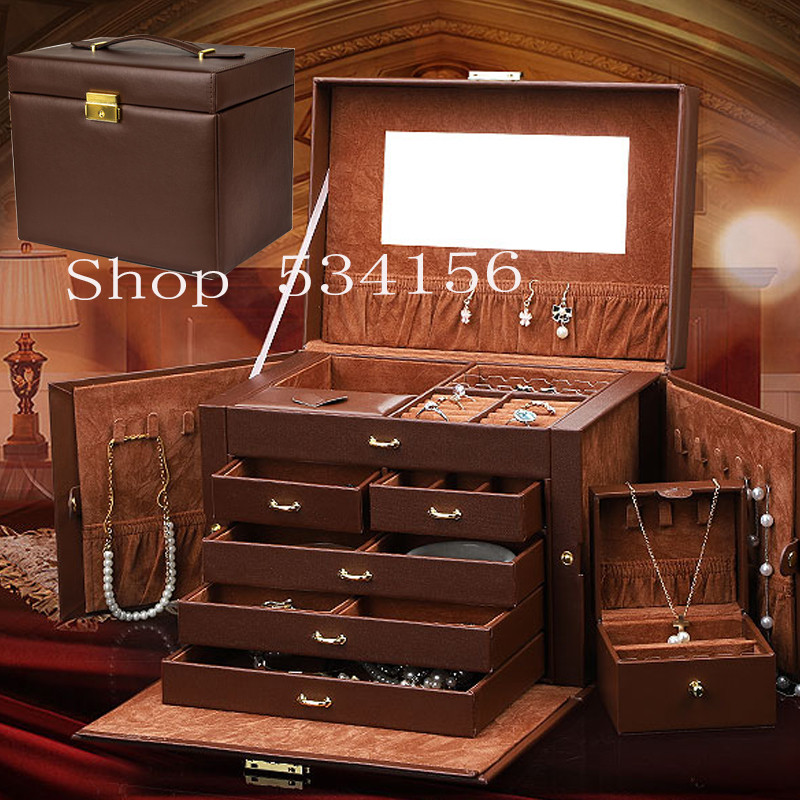 2019 Cel mai nou lux, practic, cutie de bijuterii din piele, cercei, pandantiv, bijuterii, cutie de ambalare pentru cadou, cutie portabilă de cadou