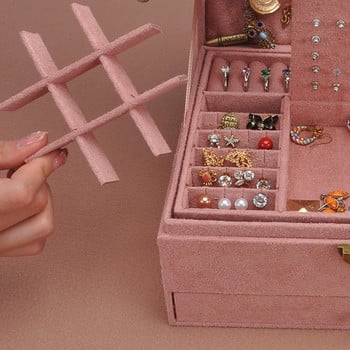 ZLALHAJA 3-Layes Jewelry Organizer Box Μεγάλης χωρητικότητας Κουτιά κοσμημάτων με κλειδαριά κολιέ Σκουλαρίκια Δαχτυλίδι Βιτρίνα θήκη αποθήκευσης