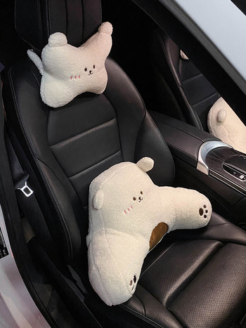 Νέο βελούδινο Bear Car Headrest Μαξιλάρι μέσης Μαλακό καρτούν Creative Cute Goddess Pillow Car Εσωτερικά αξεσουάρ