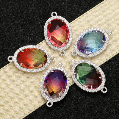 ZHUKOU 13x22mm Моден смесен цветен кристален конектор за Направи си сам бижута, обеци, декорация на колие, аксесоари модел: VS377