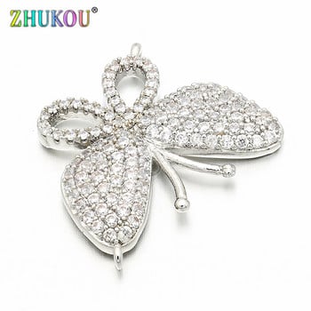 22*27mm Χειροποίητο ορείχαλκο Cubic Zirconia Butterfly Charms Σύνδεσμοι DIY κοσμήματα βραχιόλι κολιέ κατασκευή, μοντέλο: VS60