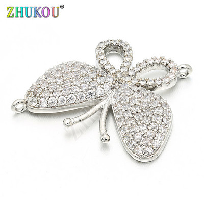 22*27mm Χειροποίητο ορείχαλκο Cubic Zirconia Butterfly Charms Σύνδεσμοι DIY κοσμήματα βραχιόλι κολιέ κατασκευή, μοντέλο: VS60