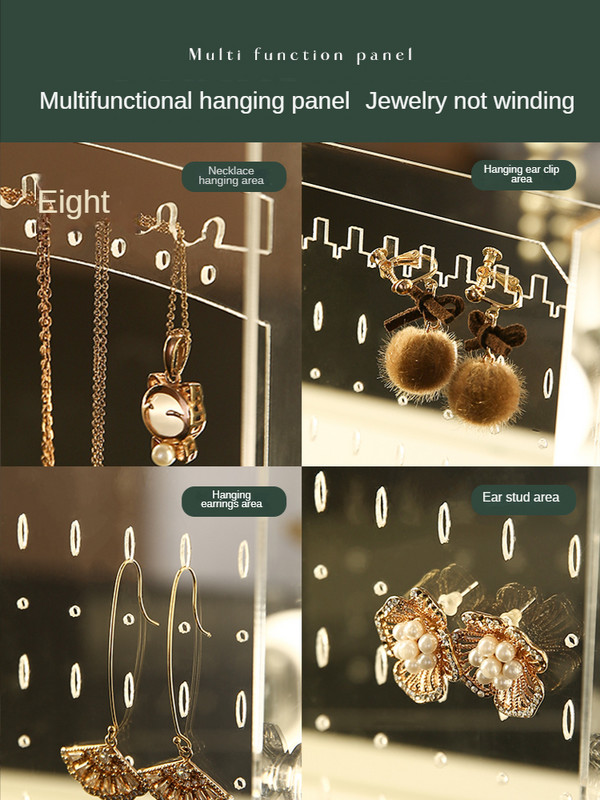 Priehľadná akrylová úložná krabička na šperky, náušnice, náhrdelník, luxusné šperkovnice pre dievčatá, vitrína, organizér na prsteň, zavesenie