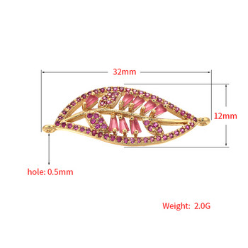 ZHUKOU 12x32mm Φθινοπωρινά Φύλλα Κρυστάλλινο Μπρούτζο Σύνδεσμος Κυβικής Ζιρκονίας για DIY κολιέ Βραχιόλι Αξεσουάρ κατασκευής κοσμημάτων VS351