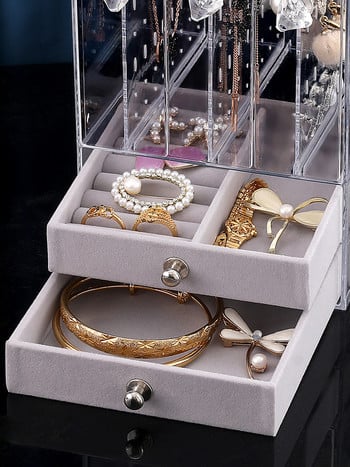 Clear Plastic Jewelry Bead Storage Box Organizer για κορίτσι Ακρυλικό Organizer Θήκη για κοσμήματα Σκουλαρίκια Δαχτυλίδι κολιέ προβολής Δώρο