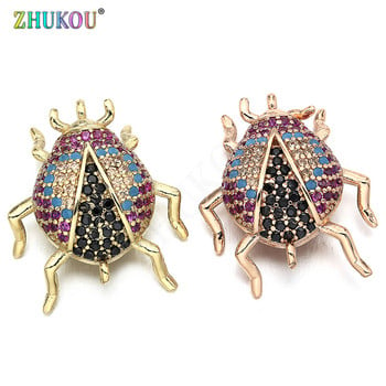 18*21mm Χειροποίητο Micro Pave Cubic Zirconia Beetle Charms Connector for Diy Jewelry Findings, Τρύπα: 1mm, Μοντέλο: VS259