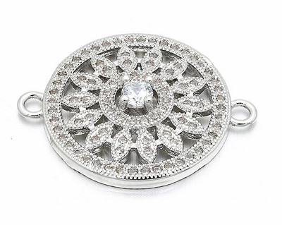 Conector de flori din alamă cu zirconiu cubic de 21 mm pentru realizarea de bijuterii, brățări, colier, model: VS10