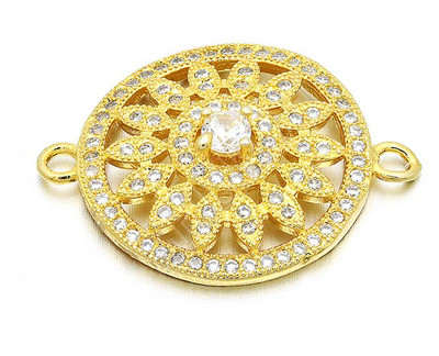 Conector de flori din alamă cu zirconiu cubic de 21 mm pentru realizarea de bijuterii, brățări, colier, model: VS10