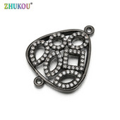 18 * 23 mm-es, kézzel készített sárgaréz cirkónium virág csatlakozók barkács ékszerleletek, vegyes szín, lyuk: 1 mm, modell: VS264