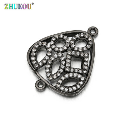 18 * 23 mm-es, kézzel készített sárgaréz cirkónium virág csatlakozók barkács ékszerleletek, vegyes szín, lyuk: 1 mm, modell: VS264