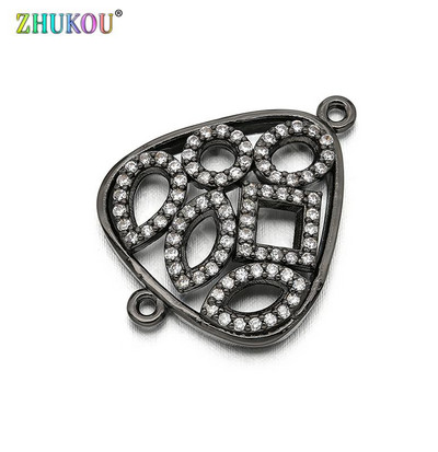 18 * 23 mm-es, kézzel készített sárgaréz cirkónium virág csatlakozók barkács ékszerleletek, vegyes szín, lyuk: 1 mm, modell: VS264