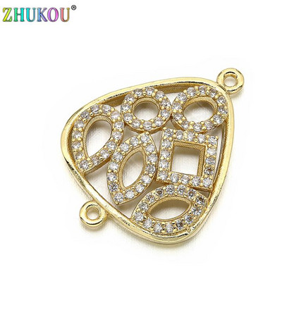 18 * 23 mm-es, kézzel készített sárgaréz cirkónium virág csatlakozók barkács ékszerleletek, vegyes szín, lyuk: 1 mm, modell: VS264