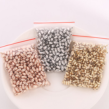 200 τμχ/παρτίδα KC Χρυσό χρώμα Tube Spacers Bead Oval Loose Beads for Needlework Jewelry Making DIY κολιέ Αξεσουάρ βραχιολιών