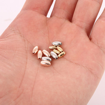 200 τμχ/παρτίδα KC Χρυσό χρώμα Tube Spacers Bead Oval Loose Beads for Needlework Jewelry Making DIY κολιέ Αξεσουάρ βραχιολιών