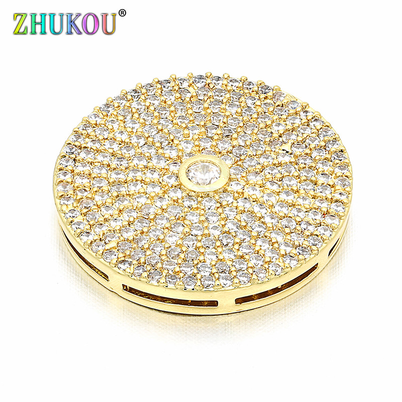 19mm Χειροποίητο ορείχαλκο κυβικό ζιργκόν Χρυσό χρώμα Δίσκος Γούρια Συνδέσεις DIY Κοσμήματα Βραχιόλι κολιέ Κατασκευή, Μοντέλο: VS56