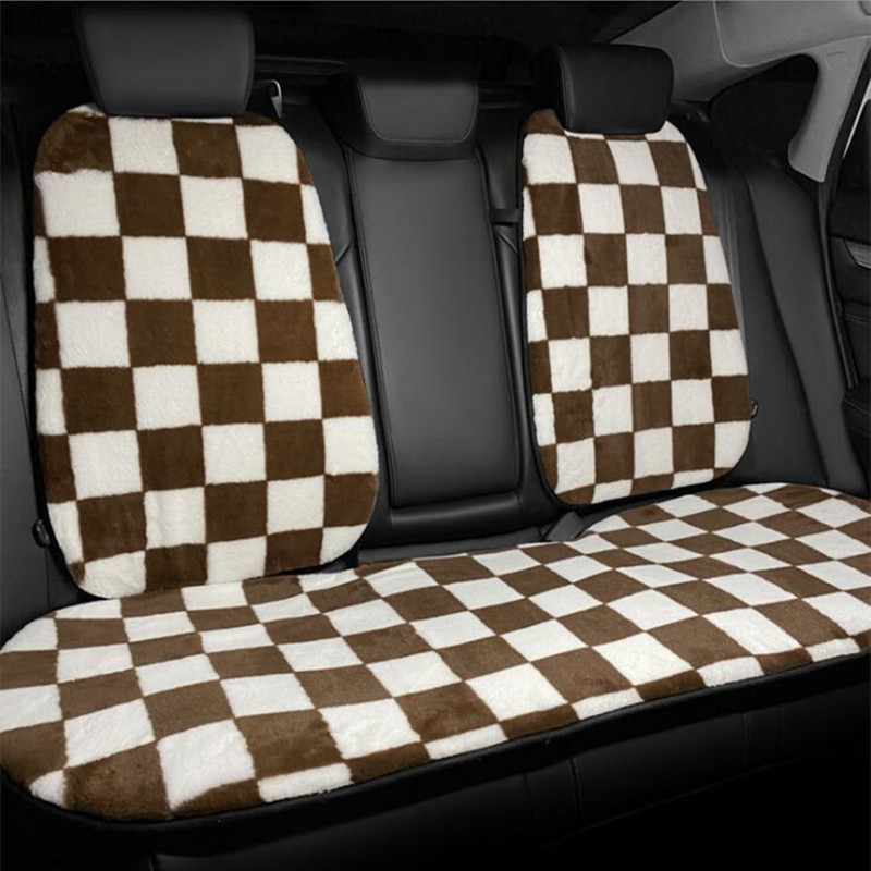 Νέα άφιξη Καφέ λευκό βελούδινο πλέγμα διακοσμήσεις εσωτερικών χώρων αυτοκινήτου Κάλυμμα μαξιλαριού καθίσματος μπροστινή πλάτη αυτοκινήτου