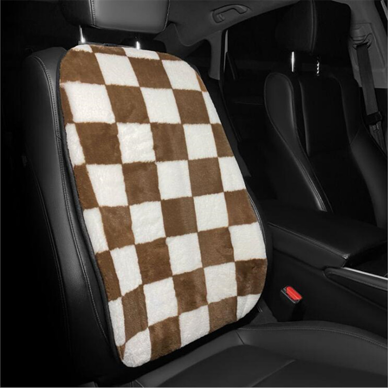 Νέα άφιξη Καφέ λευκό βελούδινο πλέγμα διακοσμήσεις εσωτερικών χώρων αυτοκινήτου Κάλυμμα μαξιλαριού καθίσματος μπροστινή πλάτη αυτοκινήτου