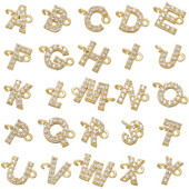 ZHUKOU 8x10mm zelta krāsas 26 burtu savienotājs DIY roku darbs Rokassprādzes Juvelierizstrādājumu izgatavošanas piederumi Izejmateriālu vairumtirdzniecība VS461
