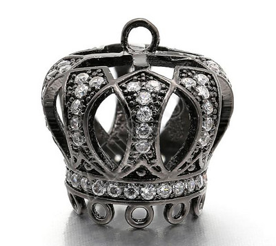 15*16mm ορειχάλκινο υψηλής ποιότητας Micro Pave Zircon Crown Tassel Cap Pendant Charms, Τρύπα: 1,5mm, Μοντέλο: VM18