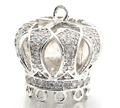 15*16mm ορειχάλκινο υψηλής ποιότητας Micro Pave Zircon Crown Tassel Cap Pendant Charms, Τρύπα: 1,5mm, Μοντέλο: VM18