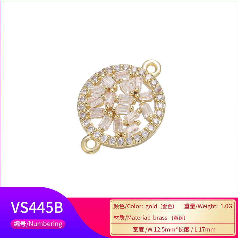 ZHUKOU 12,5x17mm sárgaréz kerek kristály csatlakozók ékszerkészítéshez női kézzel készített barkács karkötő ékszerek Kiegészítő modell: VS445