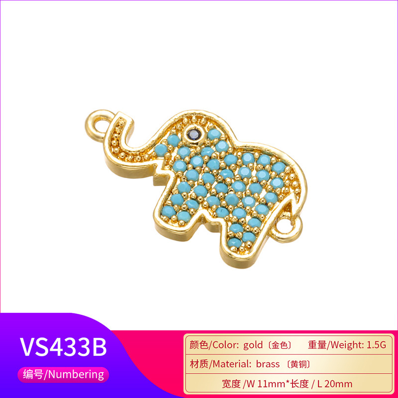 ZHUKOU 11x20mm Προτεινόμενος μπλε κρυστάλλινος ορειχάλκινος σύνδεσμος ελέφαντα για γυναικεία κολιέ σκουλαρίκια κοσμήματα αξεσουάρ μοντέλο: VS433
