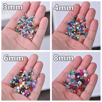 Bicone Faceted Crystal Glass Loose Spacer Beads lot Colors 3mm 4mm 6mm 8mm for Jewelry Making DIY