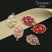 ZHUKOU 15 * 26 mm sárgaréz cirkónium kristály csatlakozók barkács ékszer lelet kiegészítők, modell: VS332 furat: 1,2 mm
