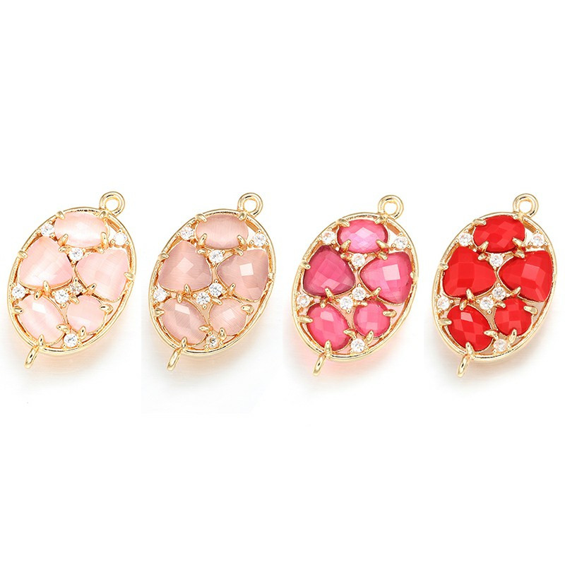 ZHUKOU 15 * 26 mm sárgaréz cirkónium kristály csatlakozók barkács ékszer lelet kiegészítők, modell: VS332 furat: 1,2 mm