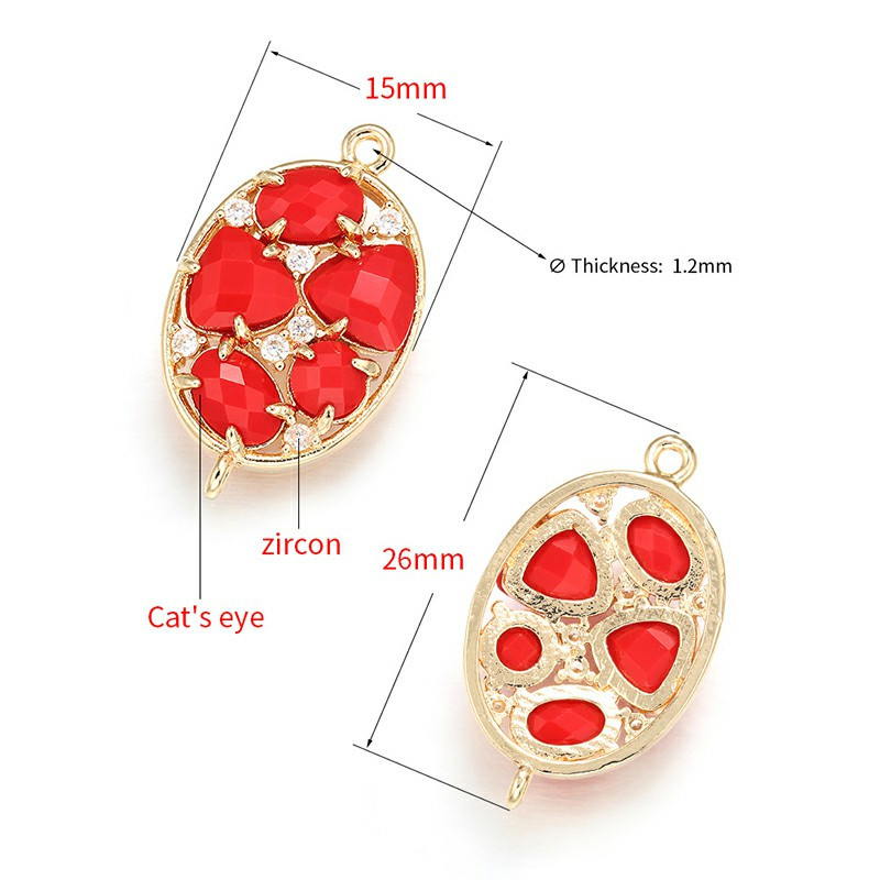 ZHUKOU 15 * 26 mm sárgaréz cirkónium kristály csatlakozók barkács ékszer lelet kiegészítők, modell: VS332 furat: 1,2 mm