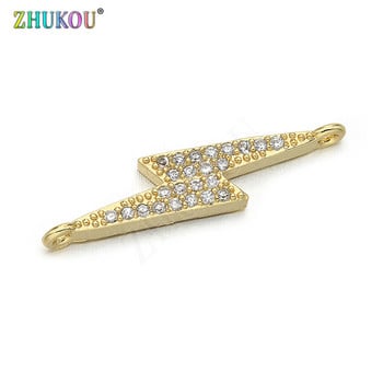 5,6*27mm Micro Paved CZ Flash Shape Connectors for Diy Jewelry Findings Making, Τρύπα: 1,2mm, Μοντέλο: VS287