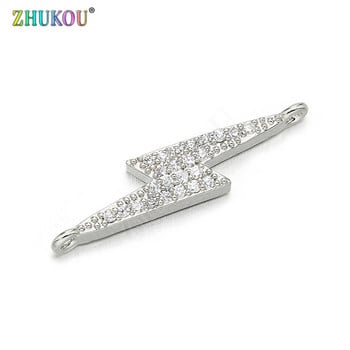 5,6*27mm Micro Paved CZ Flash Shape Connectors for Diy Jewelry Findings Making, Τρύπα: 1,2mm, Μοντέλο: VS287