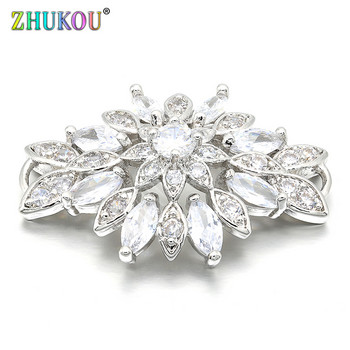 Σύνδεσμος 21*29 mm υψηλής ποιότητας Cubic Zirconia CZ Flower Pendants, Μικτό χρώμα, τρύπα: 1,5 mm, Μοντέλο: VS188