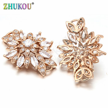 Σύνδεσμος 21*29 mm υψηλής ποιότητας Cubic Zirconia CZ Flower Pendants, Μικτό χρώμα, τρύπα: 1,5 mm, Μοντέλο: VS188