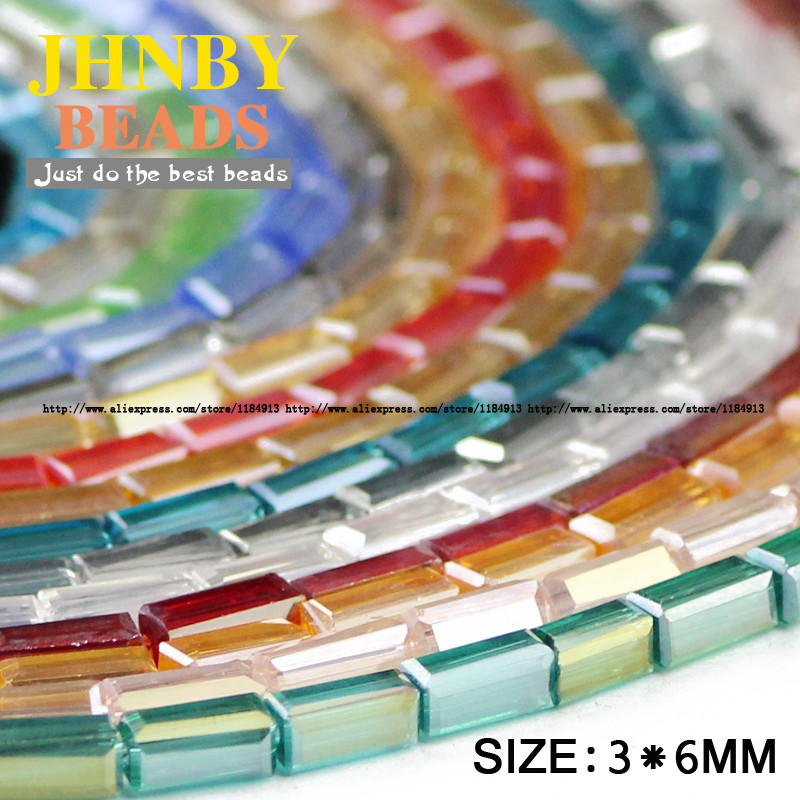 JHNBY AAA Правоъгълен австрийски кристал 3*6 mm 80 бр. Квадратни стъклени дистанционери Свободни мъниста за изработка на бижута Гривна Направи си сам аксесоари